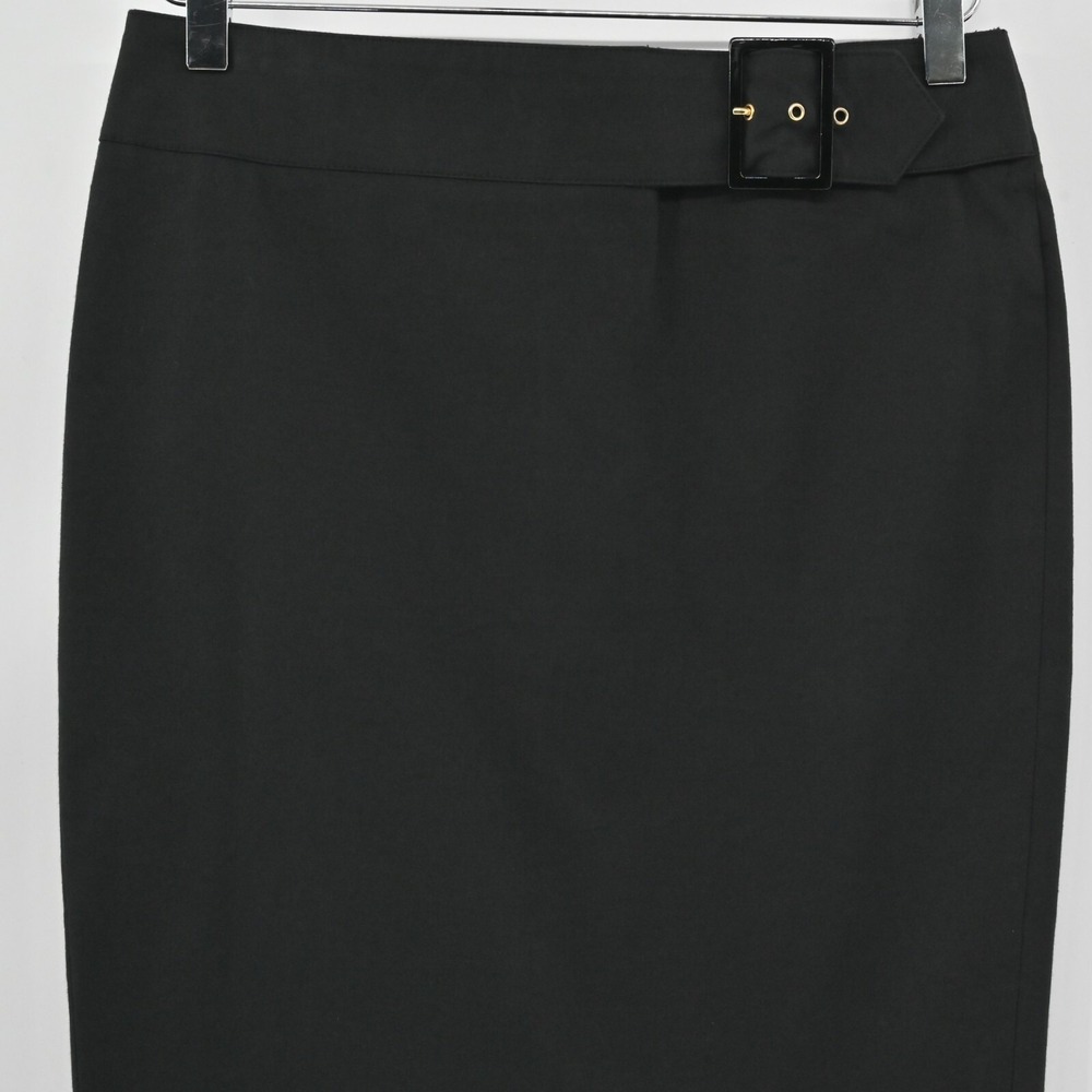 Vintage DOLCE GABBANA Pencil Skirt Size 40 Black Quiet Luxury Knee Length Buckle - Picture 8 of 12